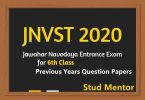 JNVST 2020 Exam Materials