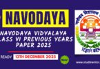Navodaya Vidyalaya Class VI Previous Years Paper 2025