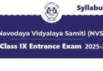 Latest Jawahar Navodaya 9th Class Exam Syllabus 2025-26