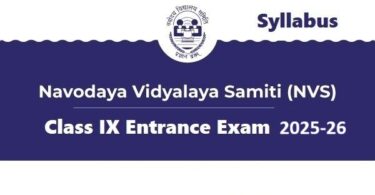 Latest Jawahar Navodaya 9th Class Exam Syllabus 2025-26
