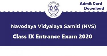 Class-IX-Lateral-Entry-Admit Card-Navodaya-Stud-Mentor