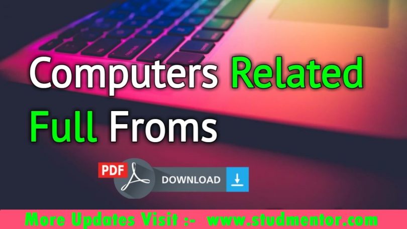 All Full form list of the Computer PDF Download