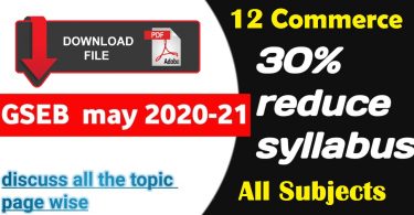 Gujarat GSEB reduced Syllabus Class 12 Commerce 2021