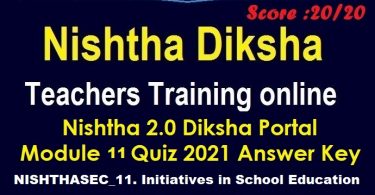 Nishtha-2.0-Diksha-Portal-Module-11-Quiz-2021-Answer-Key