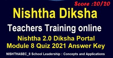 Nishtha-2.0-Diksha-Portal-Module-8-Quiz-2021-Answer-Key