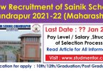 New Recruitment of Sainik School Chandrapur 2021-22 (Maharashtra)