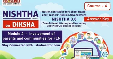 Nishtha 3.0 FLN Diksha Portal Module 4 Involvement of parents and communities for FLN Quiz Answer Key