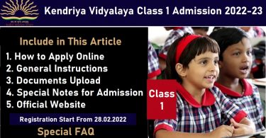 Apply Online for Admission in Class 1 Kendriya Vidyalaya 2022m23