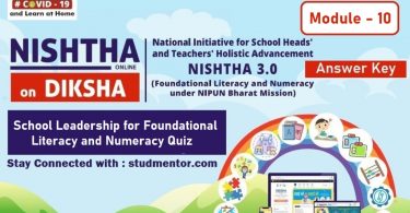 Nishtha 3.0 Diksha Portal Module 10 Quiz 2022 Answer Key