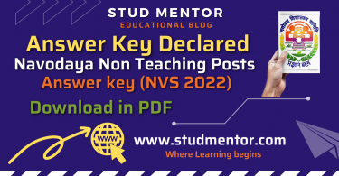 Download Navodaya Non Teaching Posts Answer key in PDF (NVS 2022)