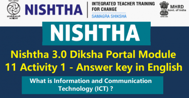 Nishtha 3.0 Diksha Portal Module 11 Activity 1 Answer key in English