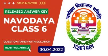 Download Navodaya Class 6 Question Paper with Solution Answer Key (30.04.2022)