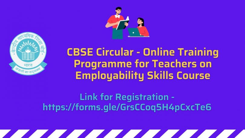CBSE Circular - Online Training Programme for Teachers on Employability Skills Course