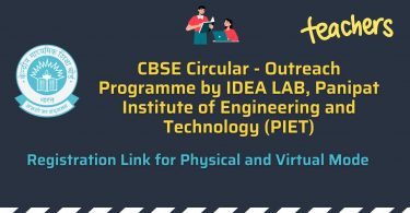 CBSE Circular - Outreach Programme by IDEA LAB, Panipat Institute of Engineering and Technology (PIET)