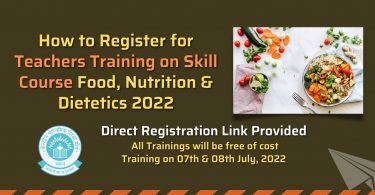 CBSE Circular - Teachers Training on Skill Course Food, Nutrition & Dietetics 2022