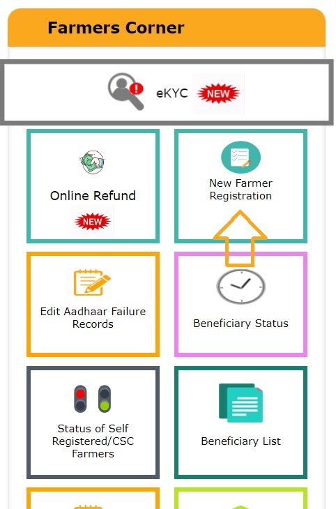 Click on New Farmer registration - PM Kisan yojana