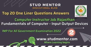 Fundamentals of Computer - Input Output Devices (One Liner) Computer Instructor