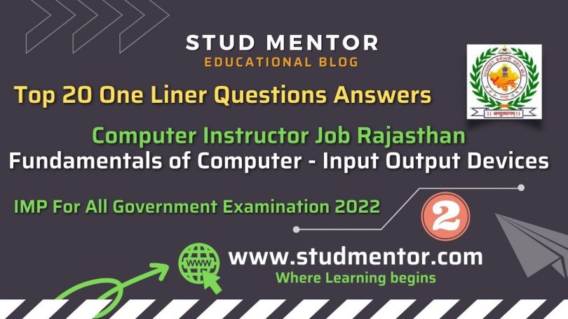 Fundamentals of Computer - Input Output Devices (One Liner) Computer Instructor