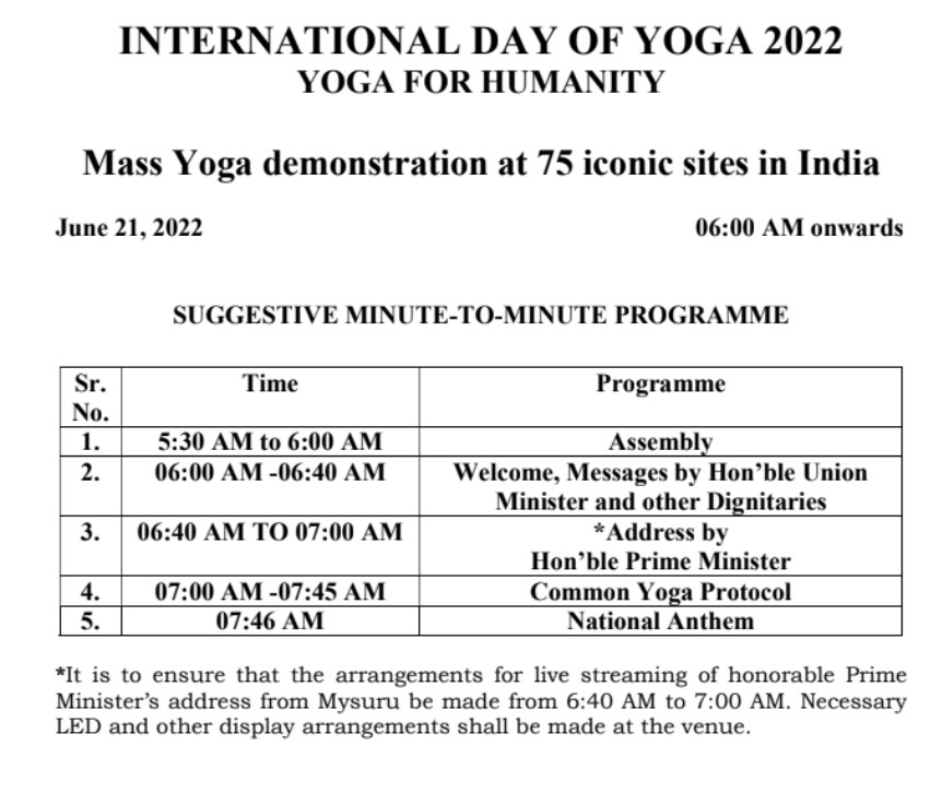 International day of yoga 2022 - yoga for humanity