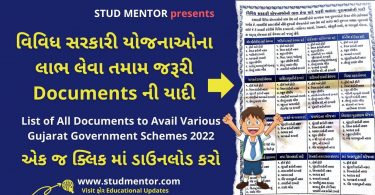 List of All Documents to Avail Various Gujarat Government Schemes 2022