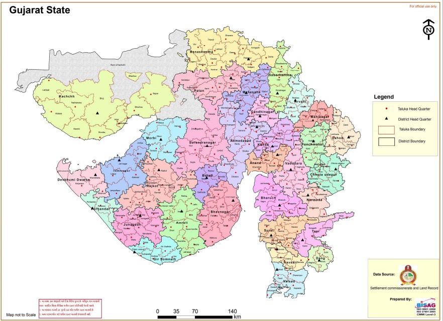 Map of Gujarat state