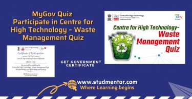 MyGov Quiz Participate in Centre for High Technology – Waste Management Quiz