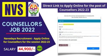 Navodaya Job Recruitment - Apply Online for Syllabus Counsellors for the session 2022-23