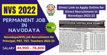 Navodaya(NVS) Job Recruitment for Principal, PGT, TGT, Teachers 2022-23