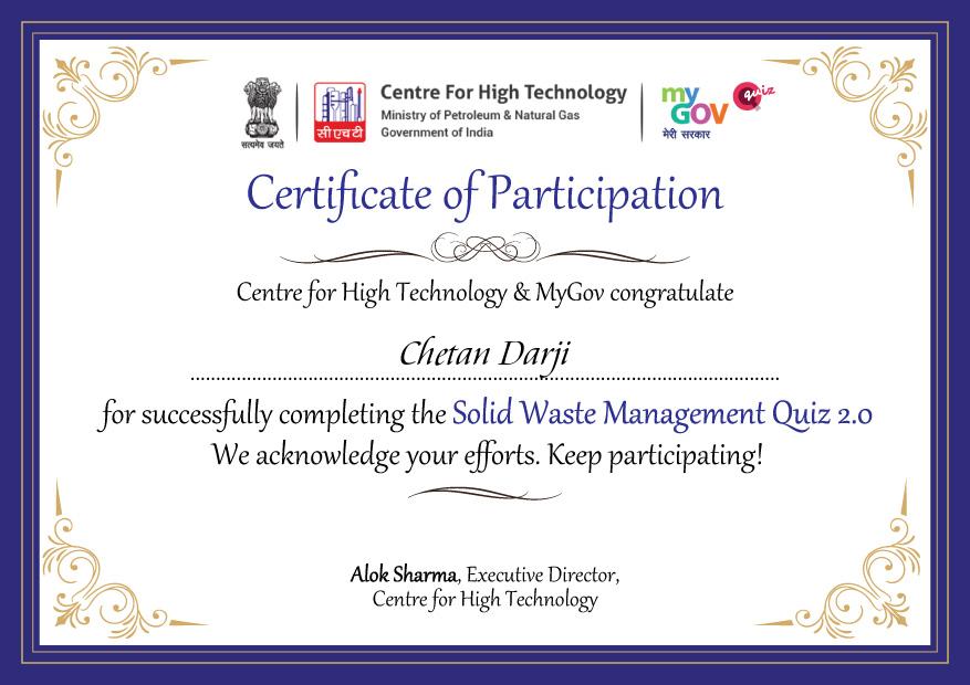 certificate of solid waste management 2022