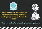 CBSE Circular - Bootcamps for Teachers Teaching Artificial Intelligence in Class XI and XII 2022