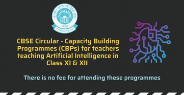 CBSE Circular - Capacity Building Programmes (CBPs) for teachers teaching Artificial Intelligence in Class XI & XII