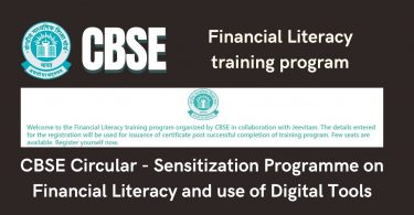 CBSE Circular - Sensitization Programme on Financial Literacy and use of Digital Tools