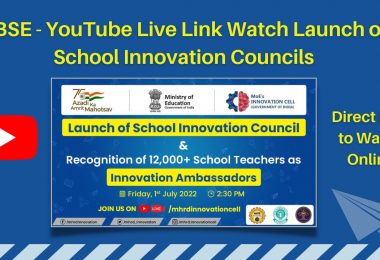 CBSE Circular - YouTube Live Link Watch Launch of School Innovation Councils