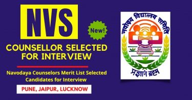 Navodaya Counselors Merit List Selected Candidates for Interview Personal Talk