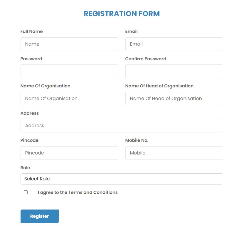 Registration form for National Award in NAeG 2021-22