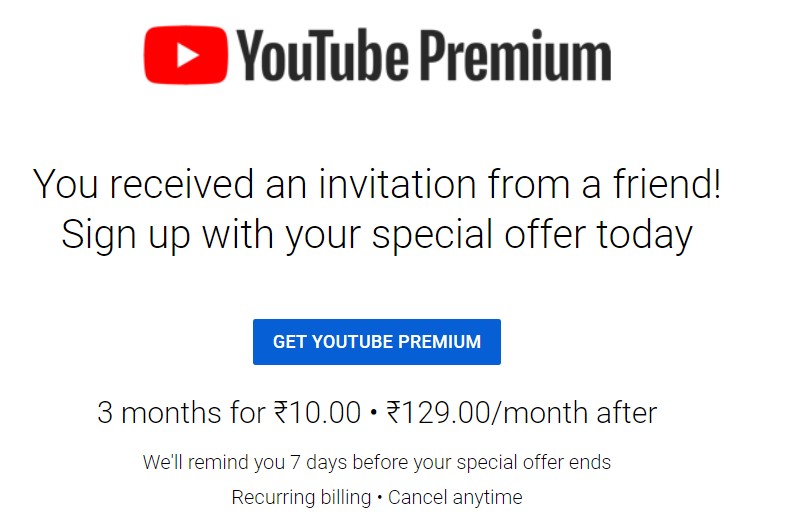  YouTube Premium in Just 10 Rupees