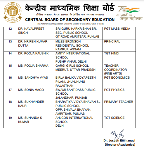 CBSE Circular Honour 2021-22