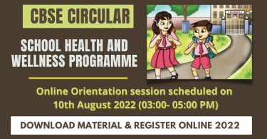 CBSE Circular - Regarding implementation of the School Health and Wellness Programme