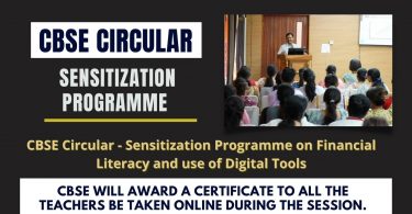 CBSE Circular - Sensitization Programme on Financial Literacy and use of Digital Tools 2022-23