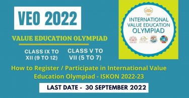 How to Register Participate in International Value Education Olympiad - ISKON 2022-23