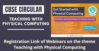 CBSE Circular - Registration Link of Webinars on the theme Teaching with Physical Computing