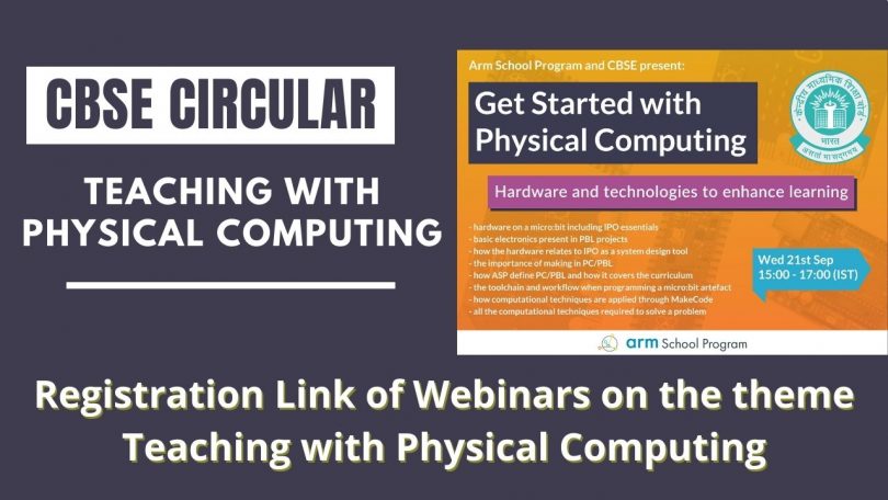 CBSE Circular - Registration Link of Webinars on the theme Teaching with Physical Computing