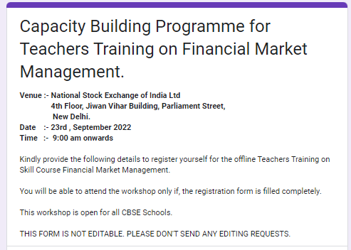 Capacity building programme for teachers registration link 2022-23
