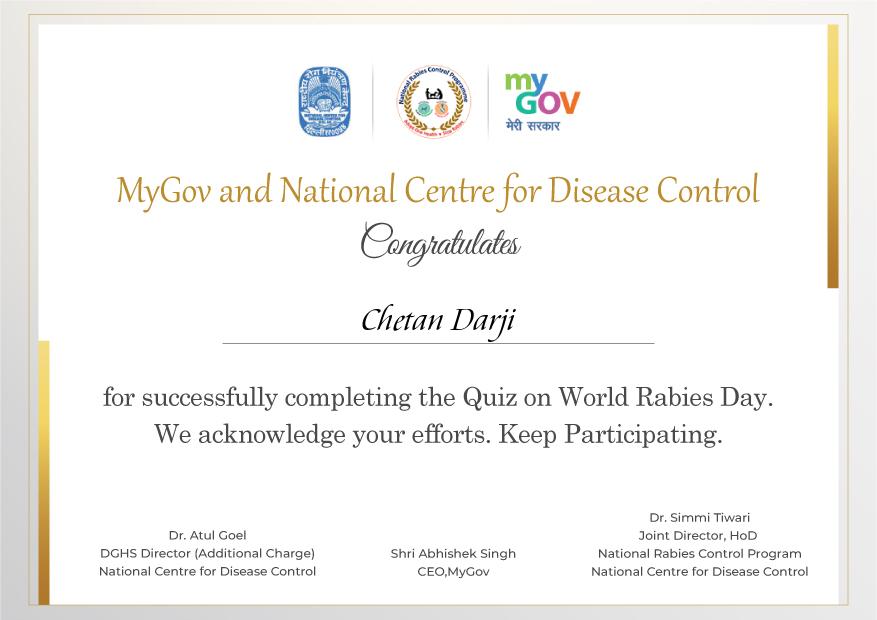Download Certificate of World Rabies Day