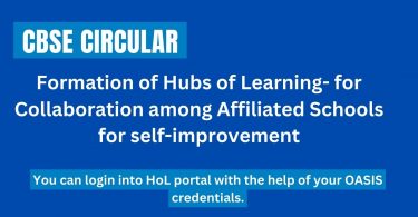 CBSE Circular - Formation of Hubs of Learning- for Collaboration among Affiliated Schools for self-improvement