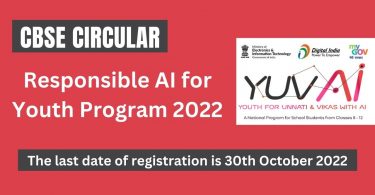 CBSE Circular - Responsible AI for Youth Program 2022
