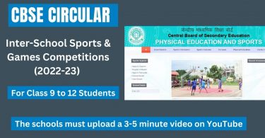 Circular - CBSE Inter-School Sports & Games Competitions (2022-23) for Class 9 to 12