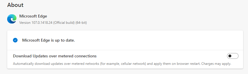 Microsoft Edge Up to Date