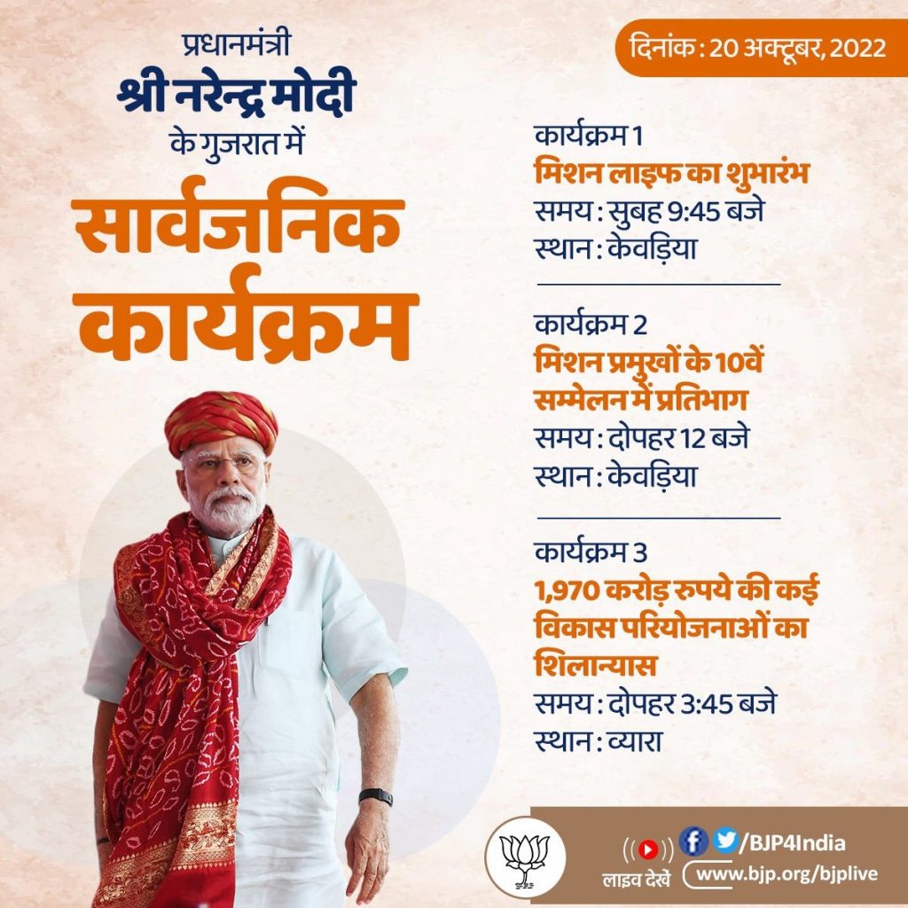 Prime Minister Shri Narendra Modi's public program in Gujarat on October 20, 2022