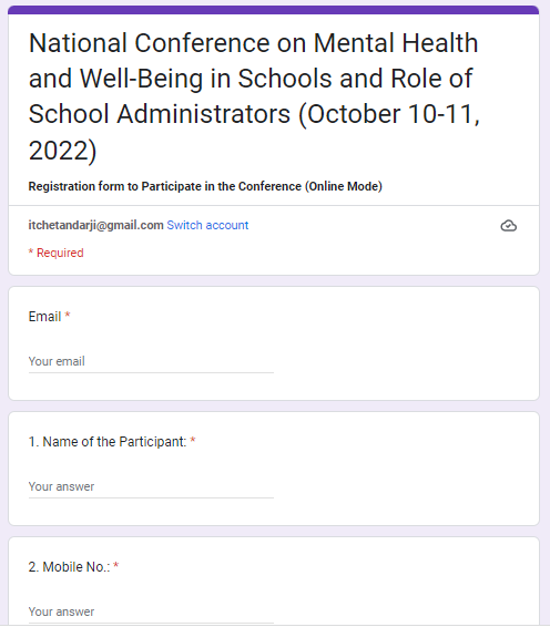 Registration form for the National Conference Mental Well Being 2022